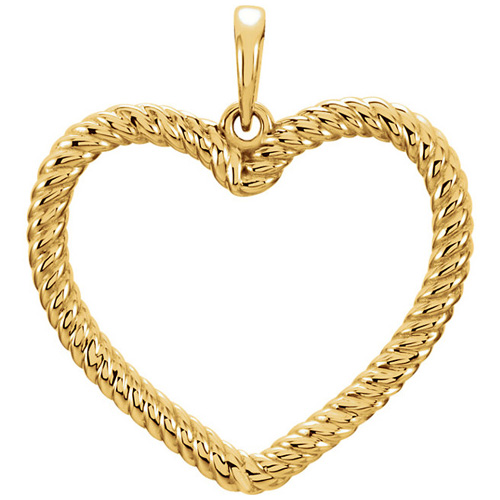 14kt Yellow Gold 7/8in Rope Heart Pendant