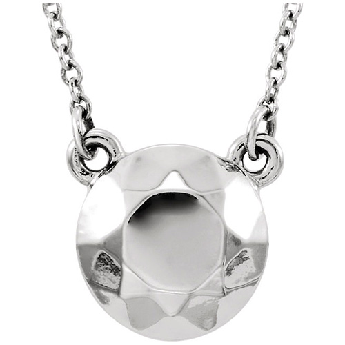 14k White Gold Faceted Design Circle Necklace 16 1/2in
