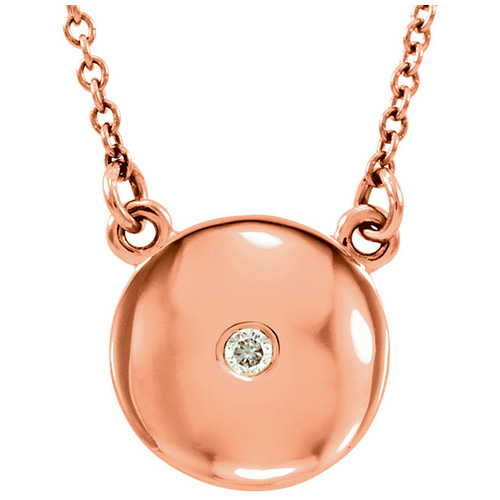 14kt Rose Gold Diamond Accent Domed Charm on 16 1/2in Chain