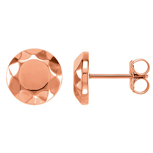 14kt Rose Gold Faceted Design Circle Earrings