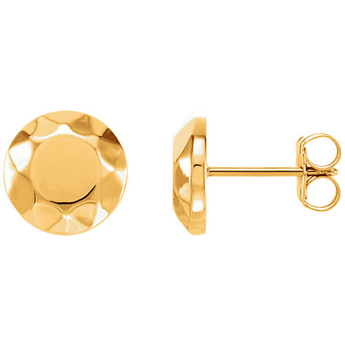 14kt Yellow Gold Faceted Design Circle Earrings