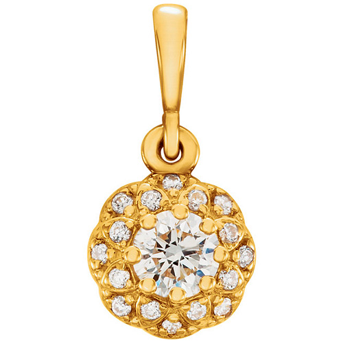 14kt Yellow Gold 1/3 ct tw Diamond Petite Halo Pendant
