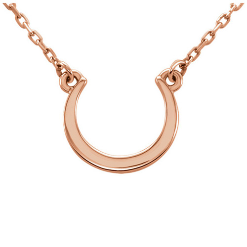 14k Rose Gold Small Crescent Necklace 18in