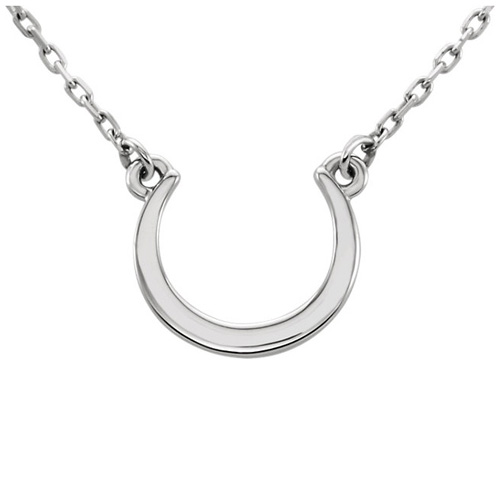 14k White Gold Small Crescent Necklace 18in