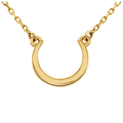 14k Yellow Gold Small Crescent Necklace 18in