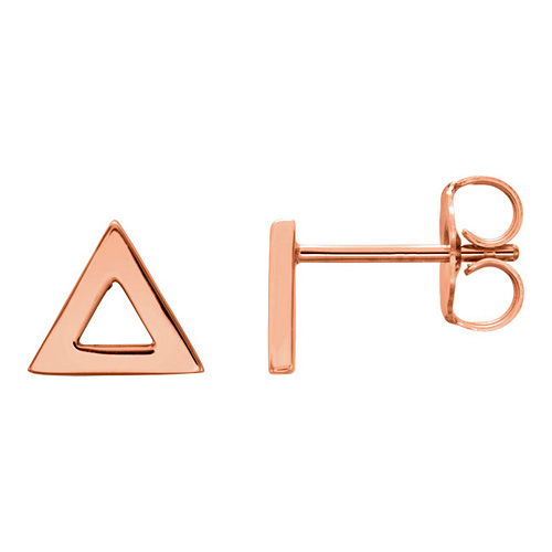 14kt Rose Gold Open Triangle Stud Earrings