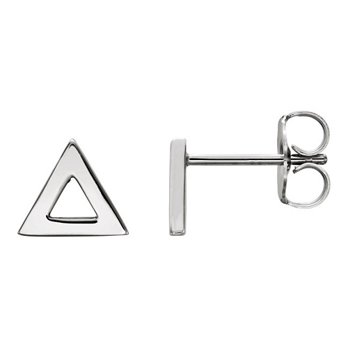 14kt White Gold Open Triangle Stud Earrings