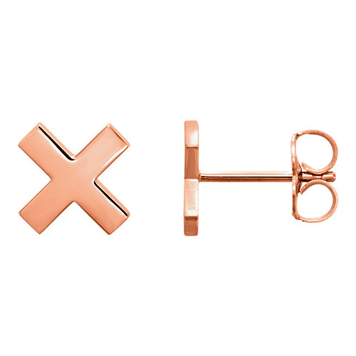 14kt Rose Gold X Stud Earrings