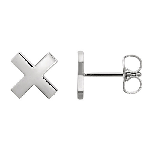 14kt White Gold X Stud Earrings