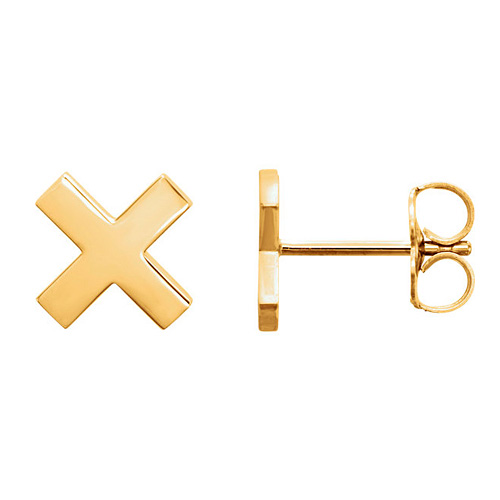 14kt Yellow Gold X Stud Earrings