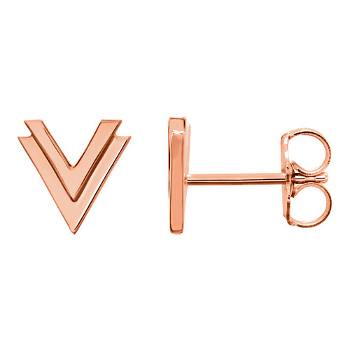 14kt Rose Gold Double V Stud Earrings