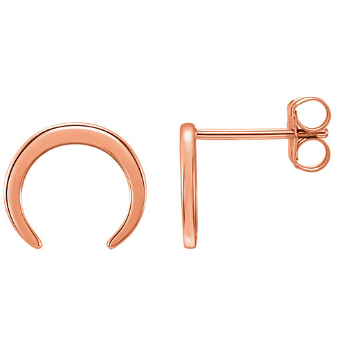 14kt Rose Gold Crescent Stud Earrings