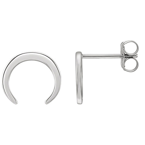 14kt White Gold Crescent Stud Earrings