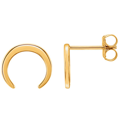14kt Yellow Gold Crescent Stud Earrings