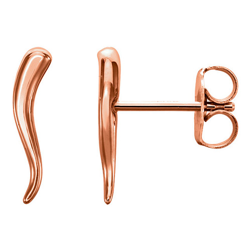 14kt Rose Gold Italian Horn Stud Earrings