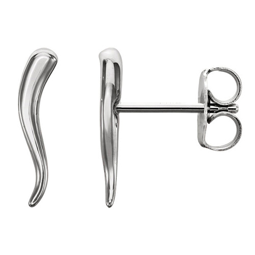 14kt White Gold Italian Horn Stud Earrings