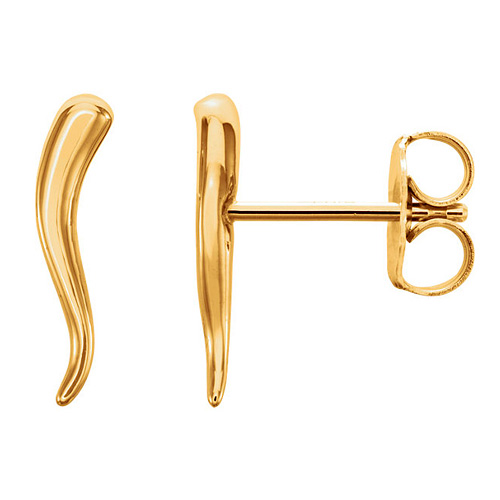 14kt Yellow Gold Italian Horn Stud Earrings