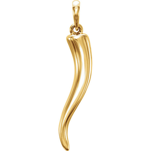 14kt Yellow Gold 1in Polished Italian Horn Pendant