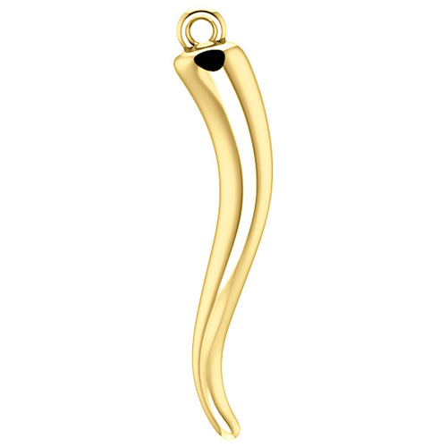 14k Yellow Gold 7/8in Polished Solid Italian Horn Pendant