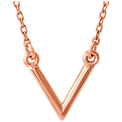 14kt Rose Gold V Necklace
