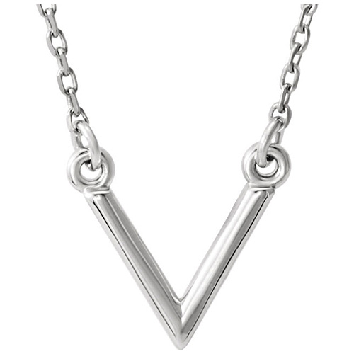 14kt White Gold V Necklace