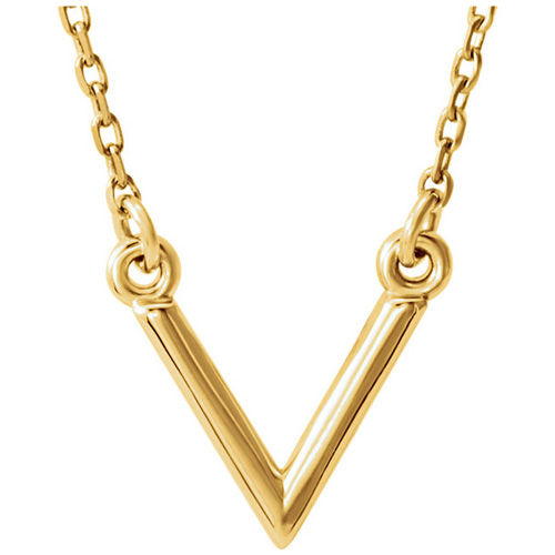 14kt Yellow Gold V Necklace JJ86321Y Joy Jewelers