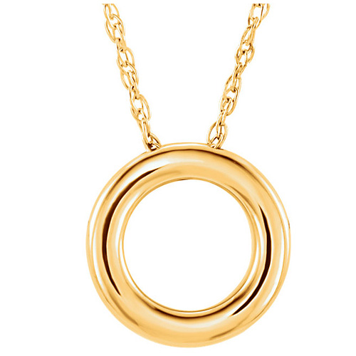 14kt Yellow Gold 1/2in Circle Charm Necklace