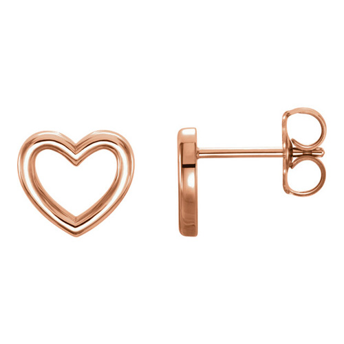 14kt Rose Gold Open Heart Stud Earrings