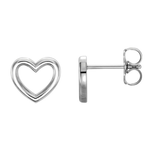 14kt White Gold Open Heart Stud Earrings
