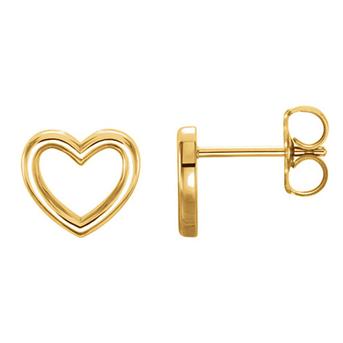 14kt Yellow Gold Open Heart Stud Earrings