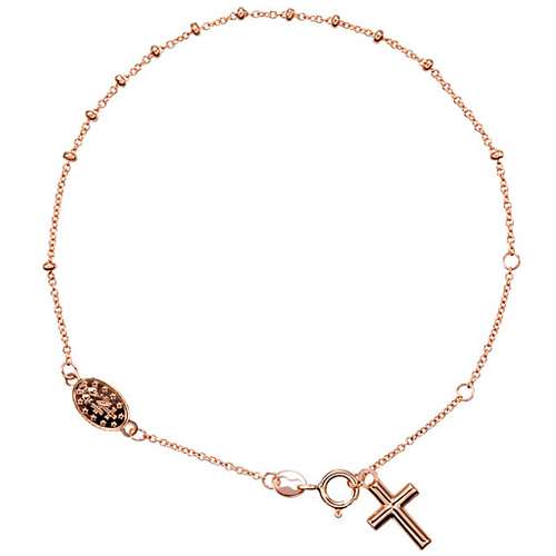 14k Yellow Gold Rosary Bracelet with Cross