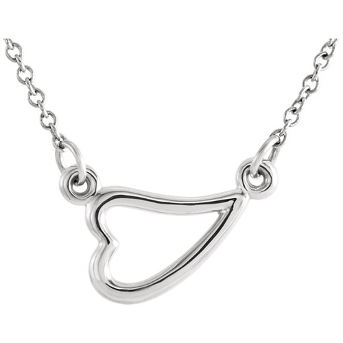 14kt White Gold Sideways Heart on 18in Necklace