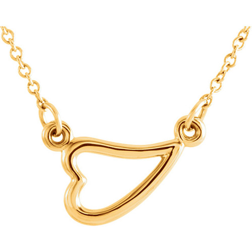 14kt Yellow Gold Sideways Heart on 18in Necklace