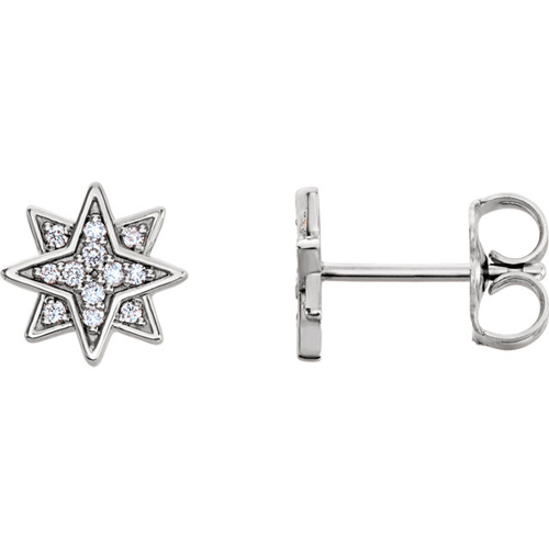 14kt White Gold .08 ct tw Diamond Starburst Earrings