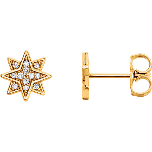 14kt Yellow Gold .08 ct tw Diamond Starburst Earrings