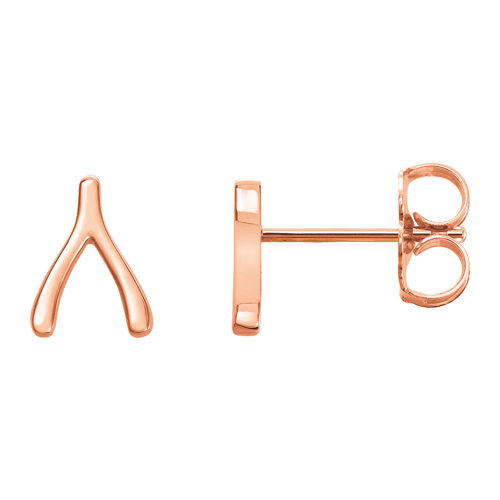 14k Rose Gold Wishbone Stud Earrings
