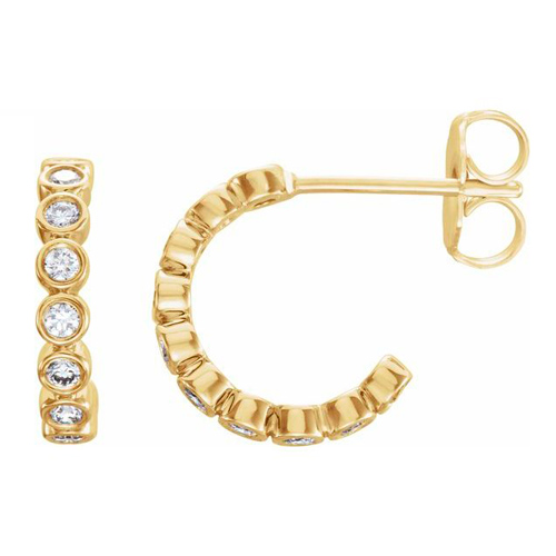 14k Yellow Gold 3/8 ct tw Lab-Grown Diamond Bezel-set Hoop Earrings