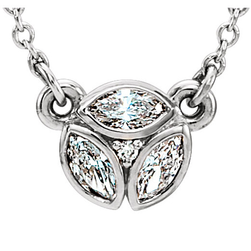 14k White Gold 1/4 ct tw Diamond Marquise Cluster Necklace