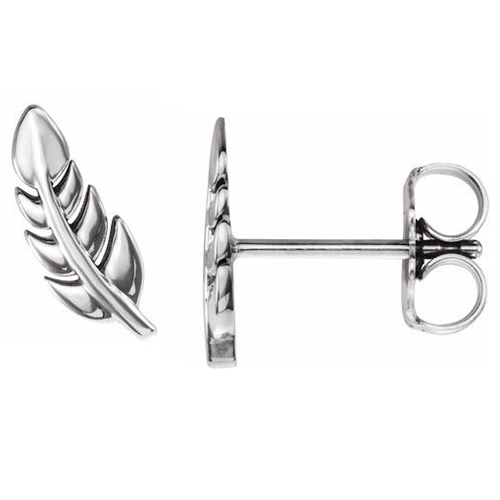 14k White Gold Leaf Earrings