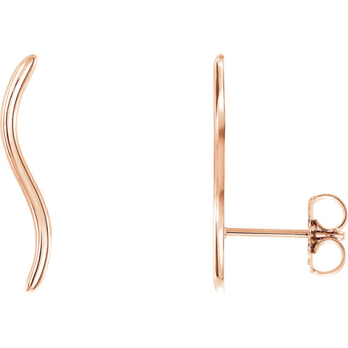 14kt Rose Gold Wavy Ear Climbers Earrings
