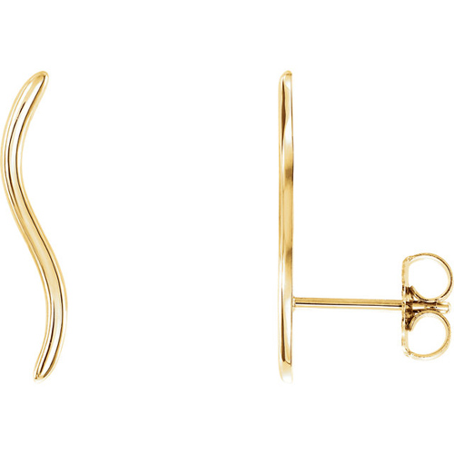 14kt Yellow Gold Wavy Ear Climbers Earrings