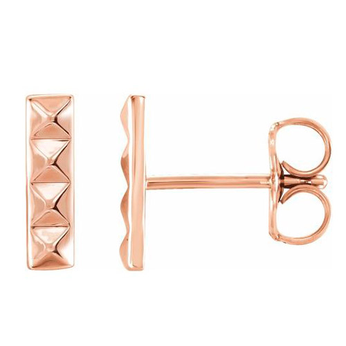 14k Rose Gold Pyramid Bar Earrings