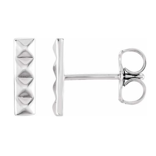 14k White Gold Pyramid Bar Earrings