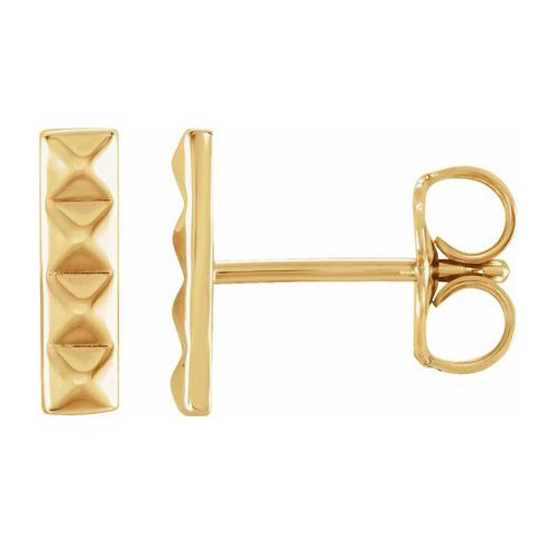 14k Yellow Gold Pyramid Bar Earrings