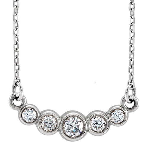 14kt White Gold 1/5 ct Diamond Five-stone Bezel Necklace
