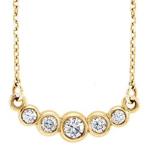14kt Yellow Gold 1/5 ct Diamond Five-stone Bezel Necklace