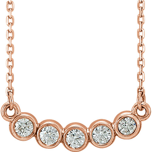 14kt Rose Gold 1/3 ct Diamond Five-stone Bezel Necklace