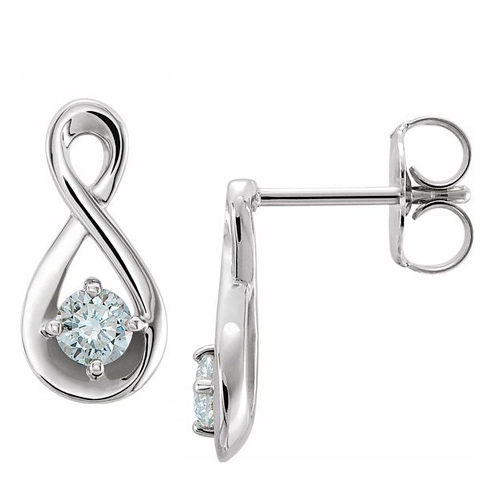 14k White Gold 1/5 ct tw Diamond Infinity Symbol Earrings
