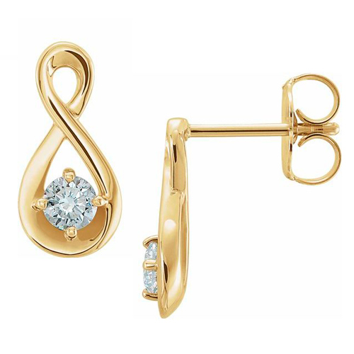 14k Yellow Gold 1/5 ct tw Diamond Infinity Symbol Earrings