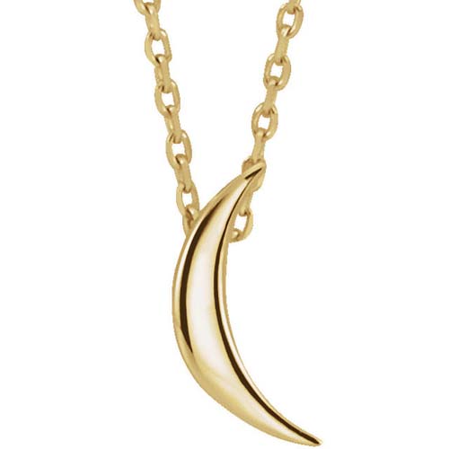 14k Yellow Gold Moon Necklace Adjustable Cable Chain